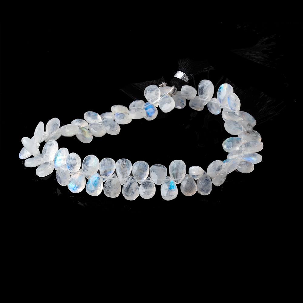 9-11mm Rainbow Moonstone Faceted Pear Beads 9 inch 70 pieces