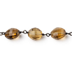 9-11mm Whiskey Quartz Faceted Oval Beads on Black Gold over .925 Silver Chain (ONLINE ORDER ONLY)