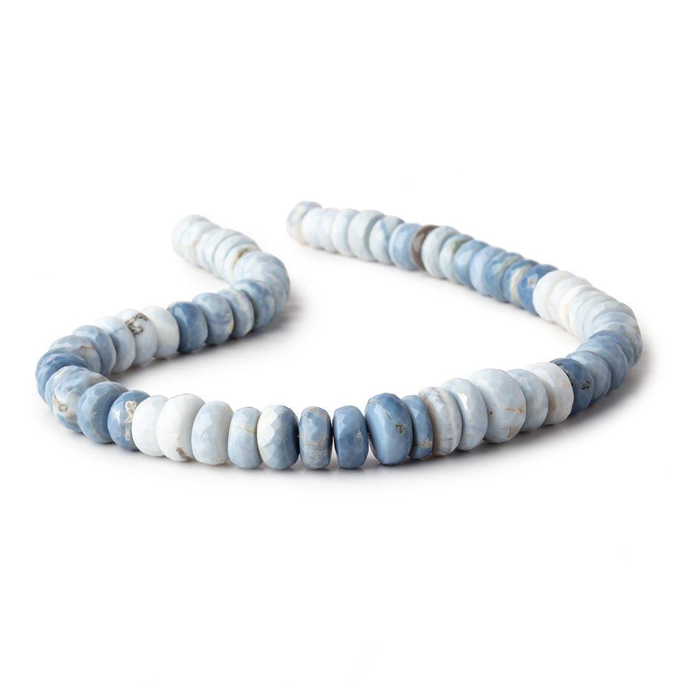 9-12.5mm Owyhee Denim Blue Opal Faceted Rondelle Beads 14 inch 66 pieces