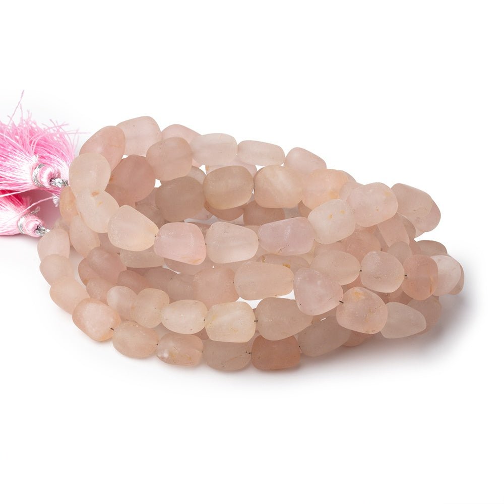 9-12mm Matte Morganite Plain Nugget Beads 16 inch 36 pieces (ONLINE ORDER ONLY)