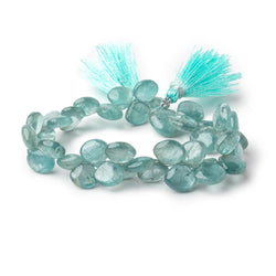 9-12mm Teal Kyanite Plain Heart Beads 7 inch 40 pieces