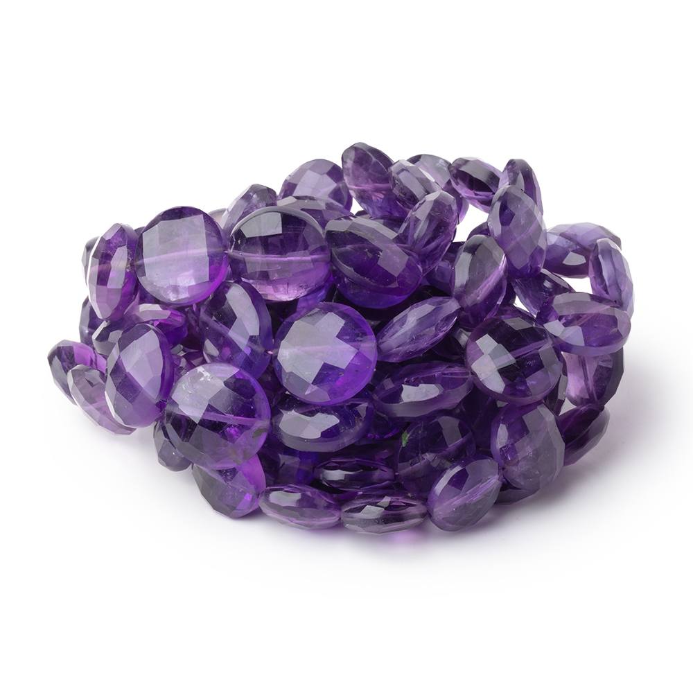 9-13mm Amethyst Faceted Coin Beads 16 inch 36 pieces