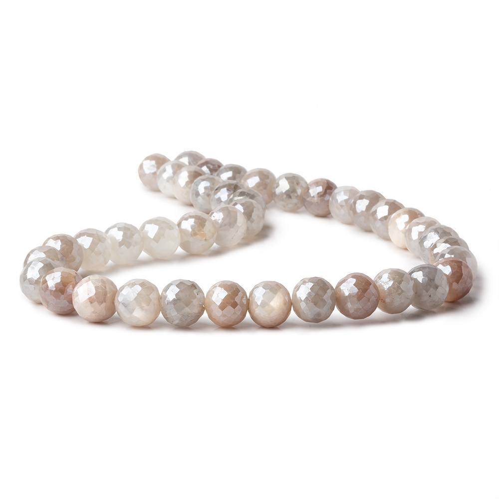 9-9.5mm Mystic White & Grey Moonstone faceted rounds 14 inch 40 beads AAA (ONLINE ORDER ONLY)