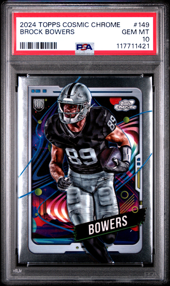 Graded 2024 Topps Cosmic Chrome Brock Bowers #149 Rookie RC Football Card PSA 10 Gem Mint (ONLINE ORDER ONLY)