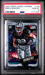 Graded 2024 Topps Cosmic Chrome Brock Bowers #149 Rookie RC Football Card PSA 10 Gem Mint (ONLINE ORDER ONLY)