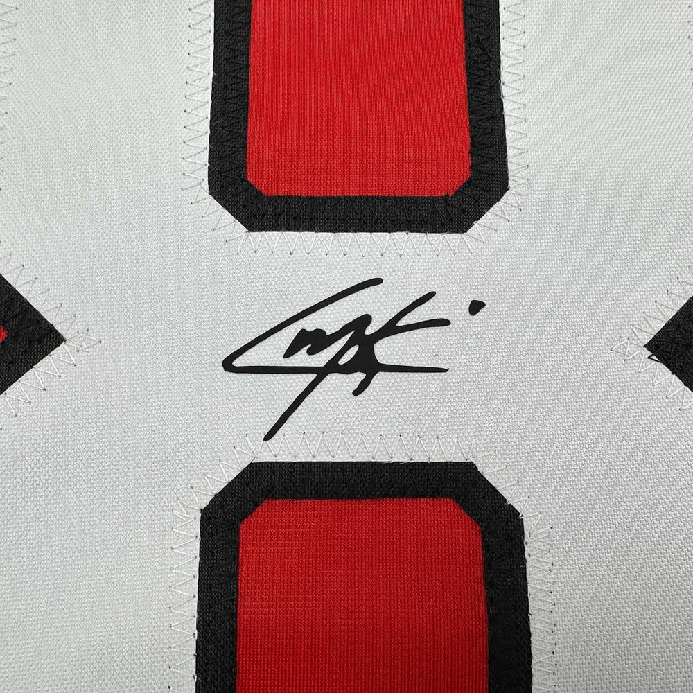 Framed Facsimile Autographed Cale Makar 35x39 Canada Red 2025 4 Nations Face-Off Reprint Laser Auto Hockey Jersey (ONLINE ORDER ONLY)