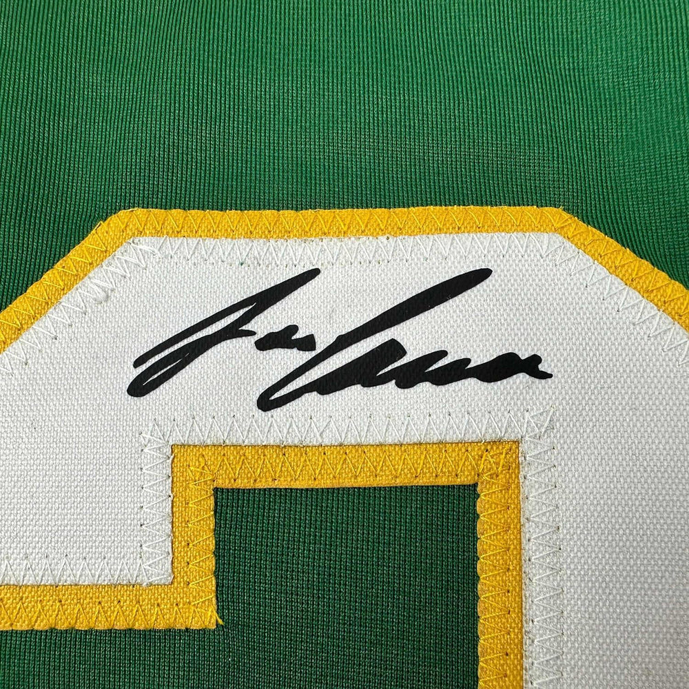 Framed Facsimile Autographed Jose Canseco 35x39 Oakland Green Reprint Laser Auto Baseball Jersey (ONLINE ORDER ONLY)