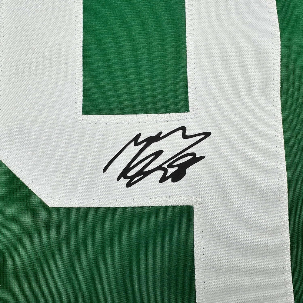 Framed Facsimile Autographed Mikko Rantanen 35x39 Dallas Green Reprint Laser Auto Hockey Jersey (ONLINE ORDER ONLY)