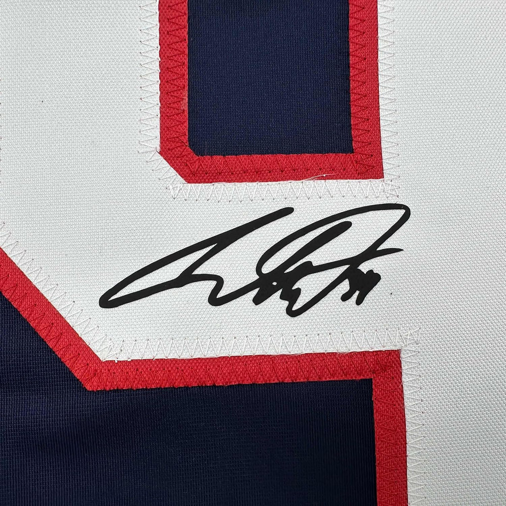 Framed Facsimile Autographed Auston Matthews 35x39 United States USA Blue 2025 4 Nations Face-Off Reprint Laser Auto Hockey Jersey (ONLINE ORDER ONLY)