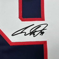 Framed Facsimile Autographed Auston Matthews 35x39 United States USA Blue 2025 4 Nations Face-Off Reprint Laser Auto Hockey Jersey (ONLINE ORDER ONLY)