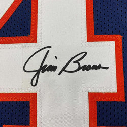 Framed Facsimile Autographed Jim Brown 35x39 Syracuse Blue Reprint Laser Auto College Football Jersey (ONLINE ORDER ONLY)