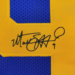 Framed Facsimile Autographed Matthew Stafford 35x39 Los Angeles LA Royal Blue Retro Reprint Laser Auto Football Jersey (ONLINE ORDER ONLY)