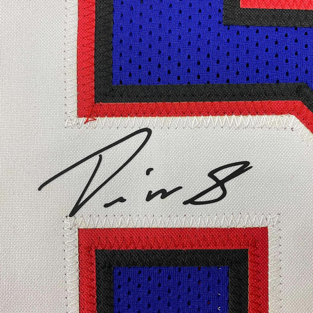 Framed Facsimile Autographed Devin Singletary 35x39 Buffalo Blue Reprint Laser Auto Football Jersey Size Men's XL (ONLINE ORDER ONLY)