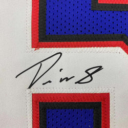 Framed Facsimile Autographed Devin Singletary 35x39 Buffalo Blue Reprint Laser Auto Football Jersey Size Men's XL (ONLINE ORDER ONLY)