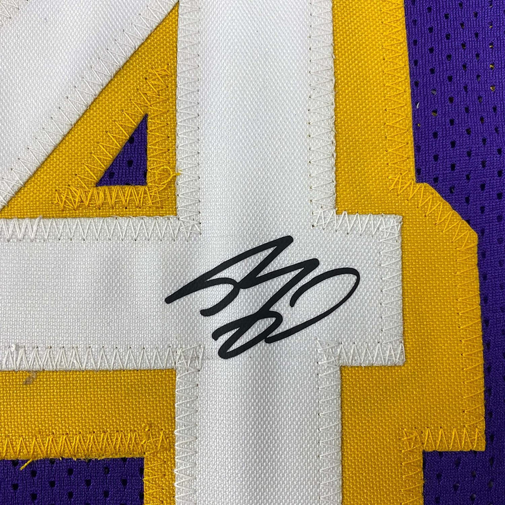 Framed Facsimile Autographed Shaquille Shaq O'Neal 35x39 Los Angeles LA Purple Reprint Laser Auto Basketball Jersey Size Men's XL (ONLINE ORDER ONLY)