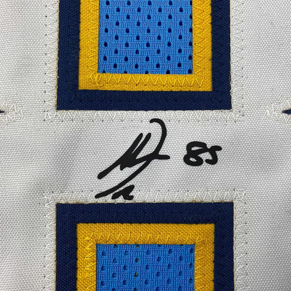 Framed Facsimile Autographed Antonio Gates 35x39 Los Angeles LA Powder Blue Reprint Laser Auto Football Jersey (ONLINE ORDER ONLY)