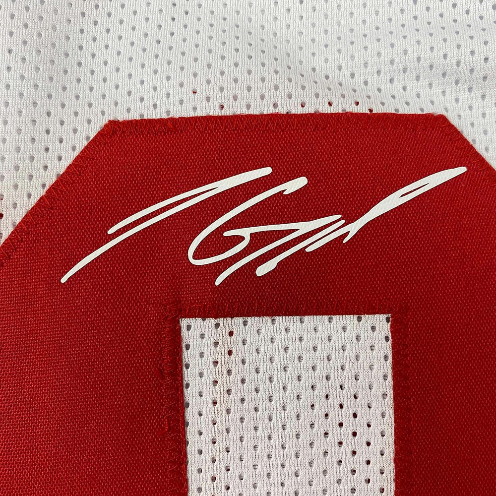 Framed Facsimile Autographed Jimmy Garoppolo 35x39 San Francisco White Reprint Laser Auto Football Jersey (ONLINE ORDER ONLY)