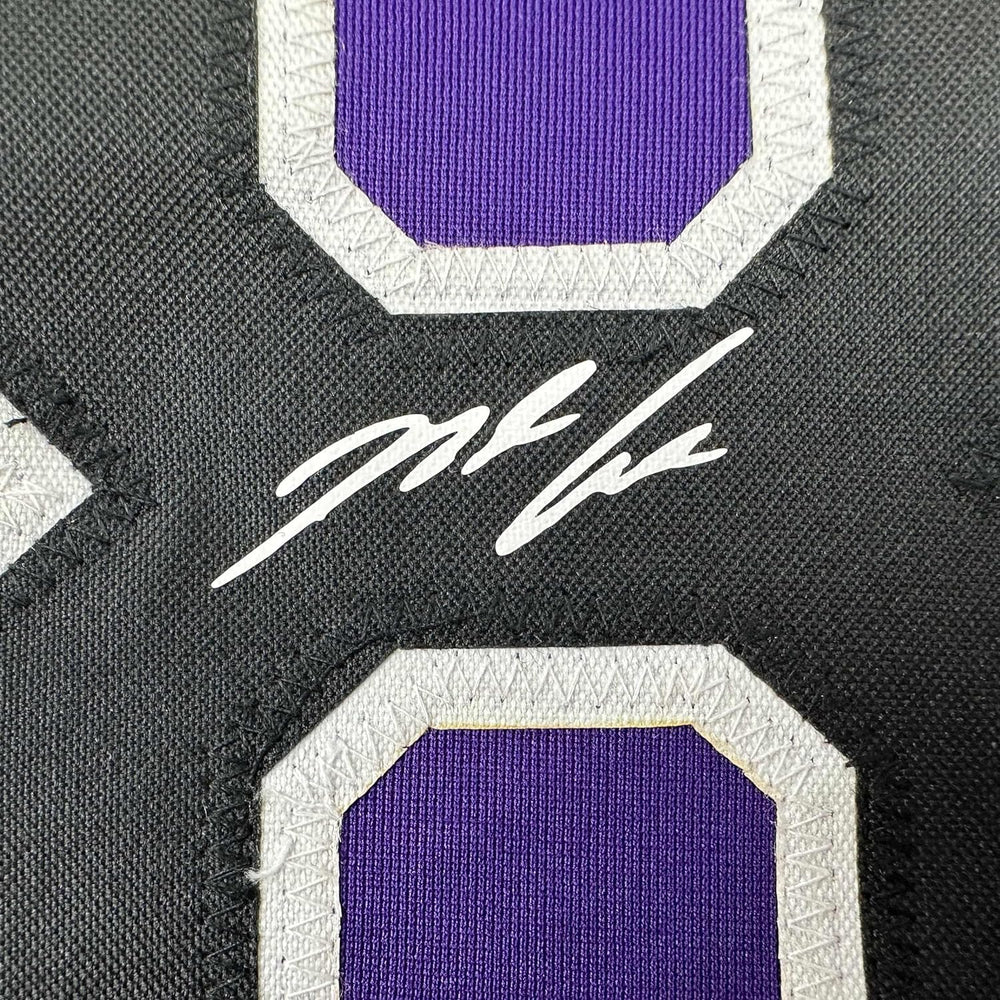 Framed Facsimile Autographed Nolan Arenado 35x39 Colorado Purple Reprint Laser Auto Baseball Jersey (ONLINE ORDER ONLY)