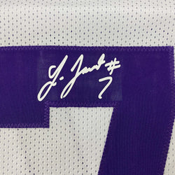 Framed Facsimile Autographed Leonard Fournette 35x39 LSU White Reprint Laser Auto College Football Jersey Size Men's XL (ONLINE ORDER ONLY)