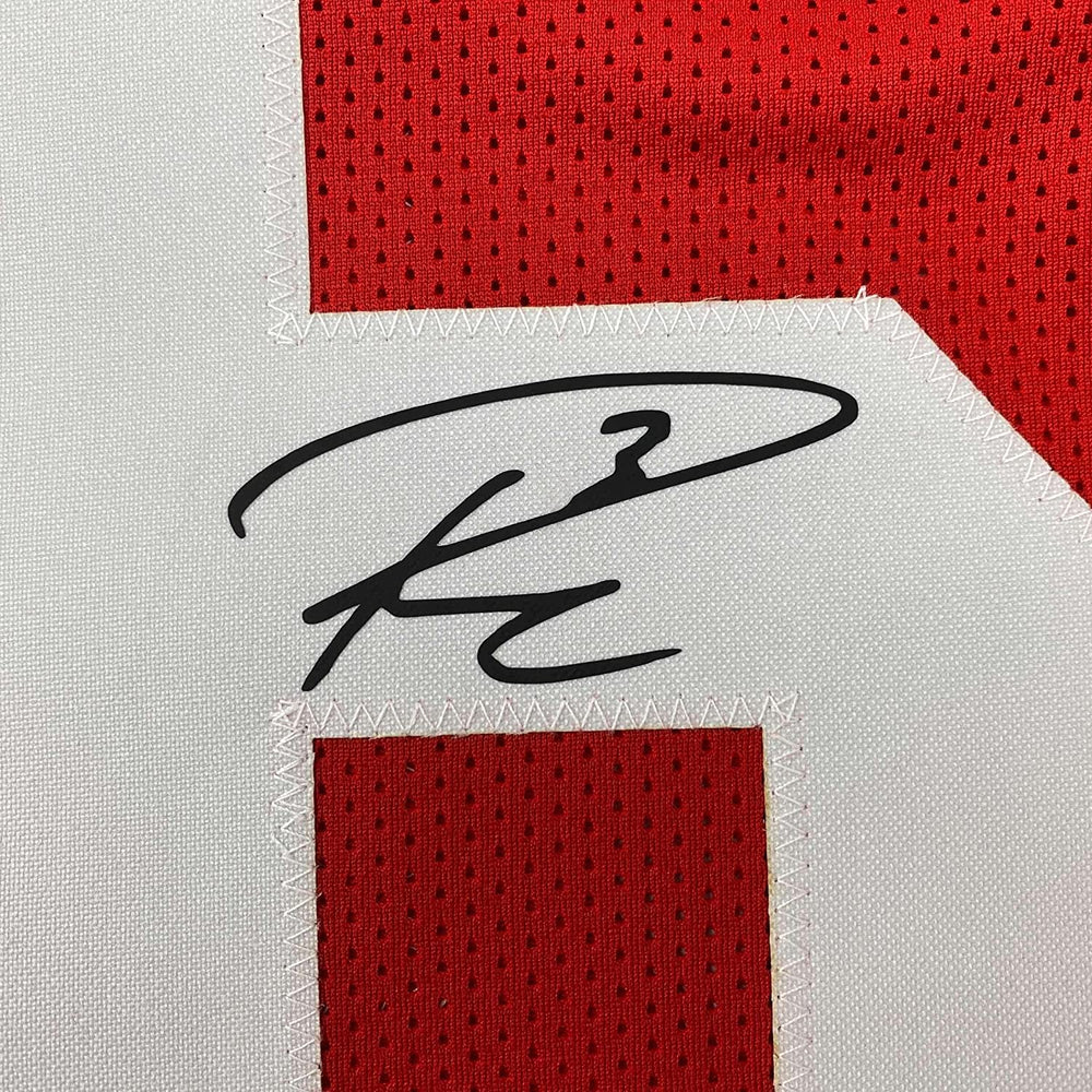 Framed Facsimile Autographed Russell Wilson 35x39 Wisconsin Red Reprint Laser Auto College Football Jersey (ONLINE ORDER ONLY)