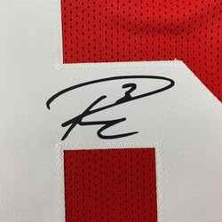 Framed Facsimile Autographed Russell Wilson 35x39 Wisconsin Red Reprint Laser Auto College Football Jersey (ONLINE ORDER ONLY)