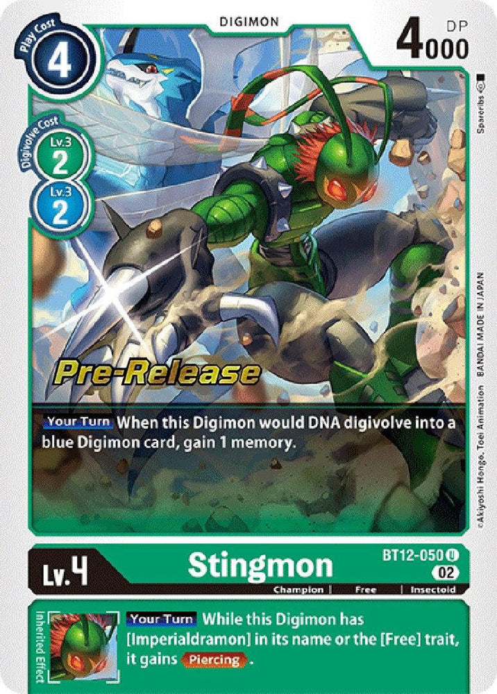 Stingmon [BT12-050] [Across Time Pre-Release Cards] (ONLINE ORDER ONLY)