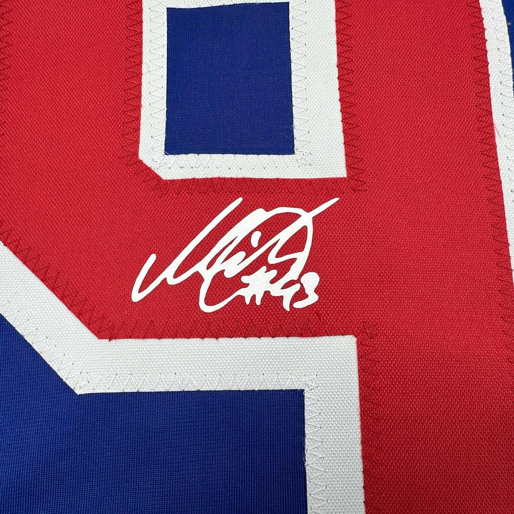Framed Facsimile Autographed Mika Zibanejad 35x39 New York Blue Reprint Laser Auto Hockey Jersey (ONLINE ORDER ONLY)