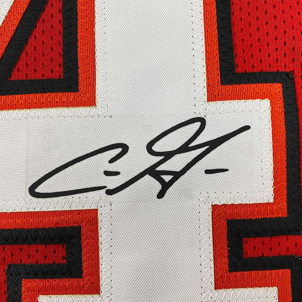 Framed Facsimile Autographed Chris Godwin 35x39 Tampa Bay Red Reprint Laser Auto Football Jersey (ONLINE ORDER ONLY)