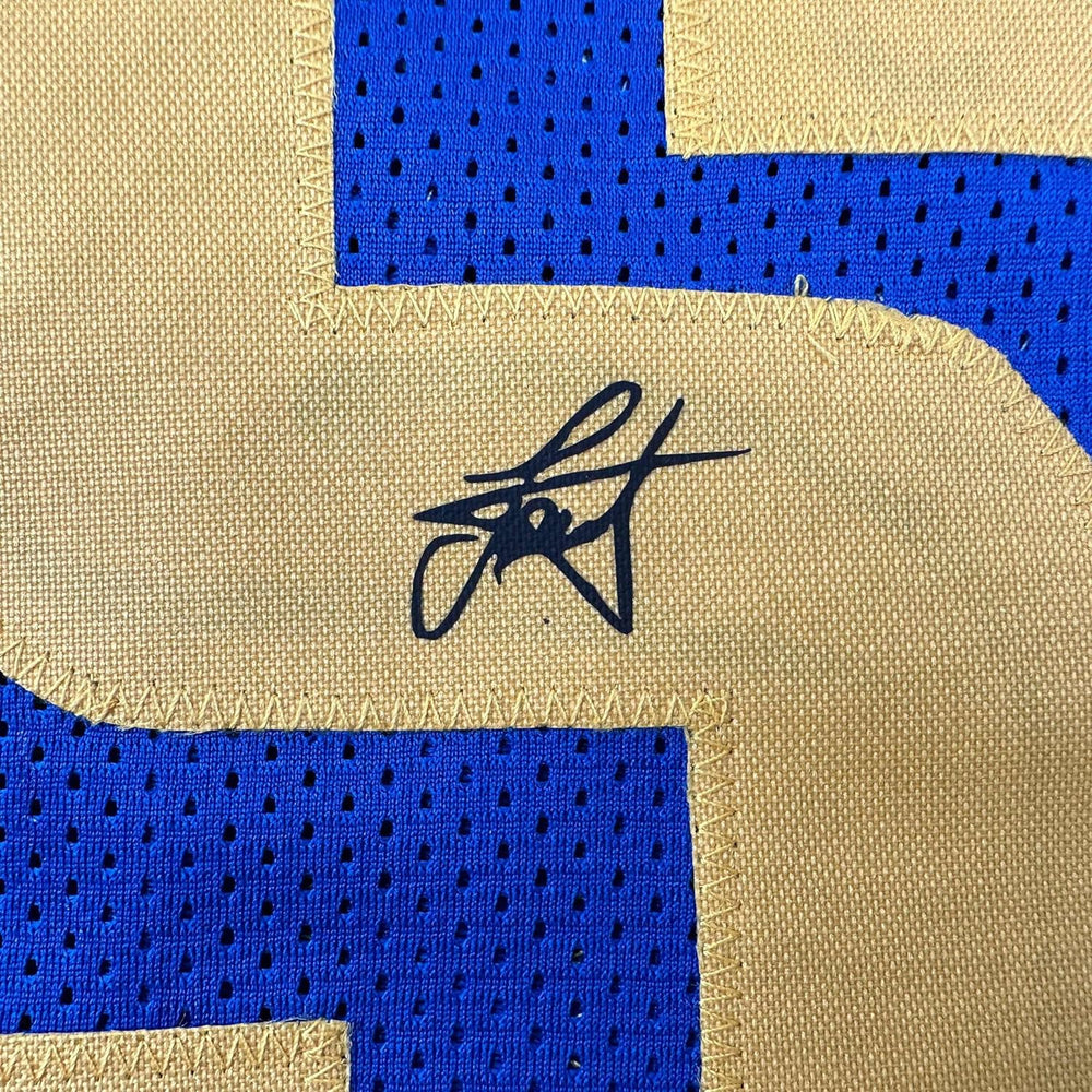 Framed Facsimile Autographed Nikola Jokic 35x39 Denver Royal Blue Reprint Laser Auto Basketball Jersey (ONLINE ORDER ONLY)