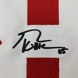 Framed Facsimile Autographed George Kittle 35x39 San Francisco Red Reprint Laser Auto Football Jersey Size Men's XL (ONLINE ORDER ONLY)