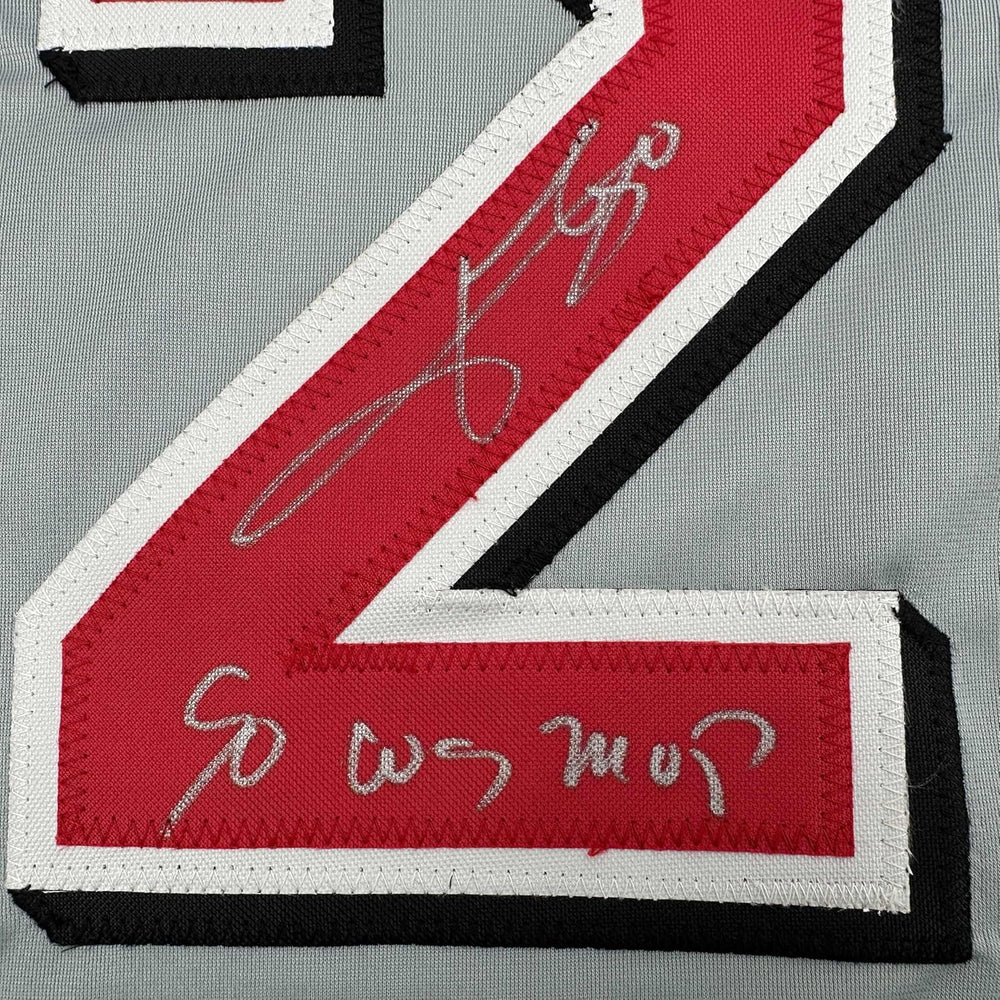 Framed Autographed/Signed Jose Rijo 90 WS MVP 35x39 Cincinnati Grey Baseball Jersey Beckett BAS COA (ONLINE ORDER ONLY)