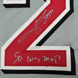 Framed Autographed/Signed Jose Rijo 90 WS MVP 35x39 Cincinnati Grey Baseball Jersey Beckett BAS COA (ONLINE ORDER ONLY)