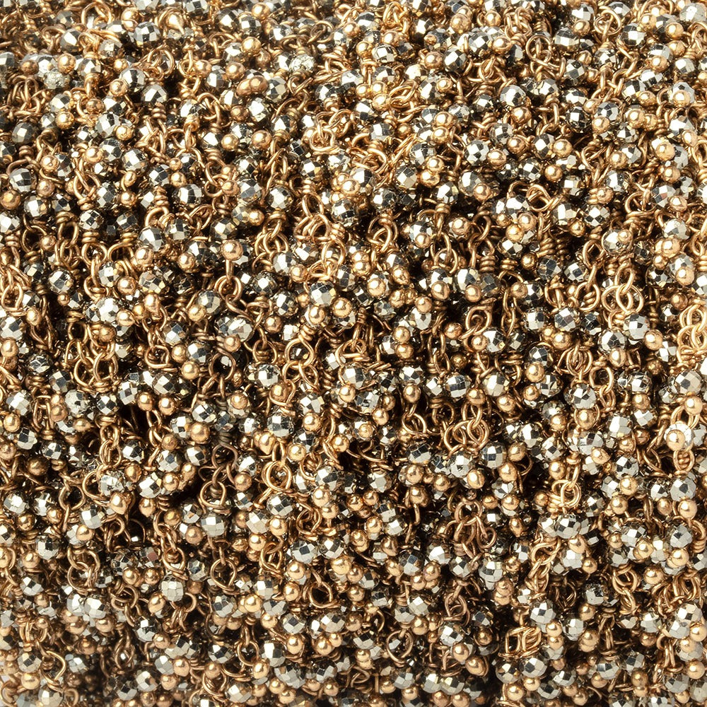 1.75mm Pyrite Micro Faceted Round Gold plated Dangling Chain (ONLINE ORDER ONLY)