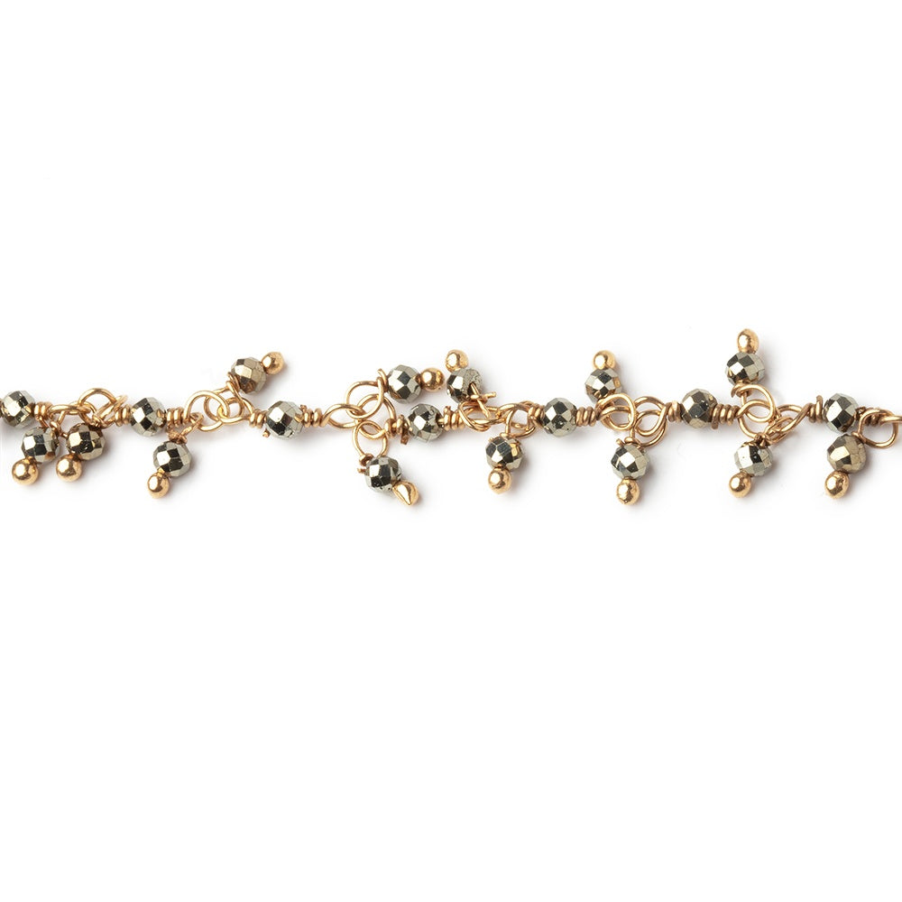 1.75mm Pyrite Micro Faceted Round Gold plated Dangling Chain (ONLINE ORDER ONLY)