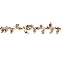 1.75mm Pyrite Micro Faceted Round Gold plated Dangling Chain (ONLINE ORDER ONLY)