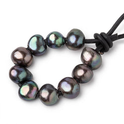 9.5-10.5mm Gray Peacock Large Hole Baroque Pearls Set of 11