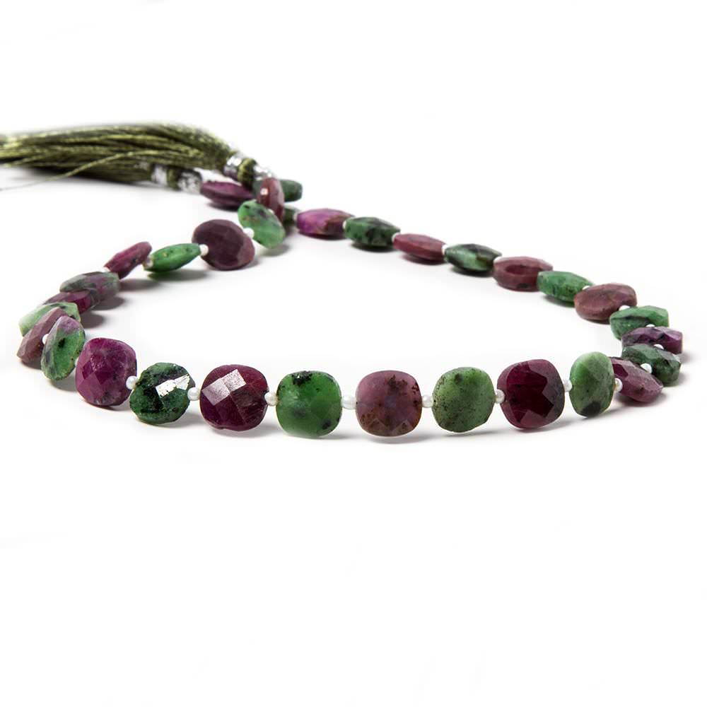 9.5-10.5mm Ruby in Zoisite faceted pillow beads 13.5 inch 29 pieces (ONLINE ORDER ONLY)