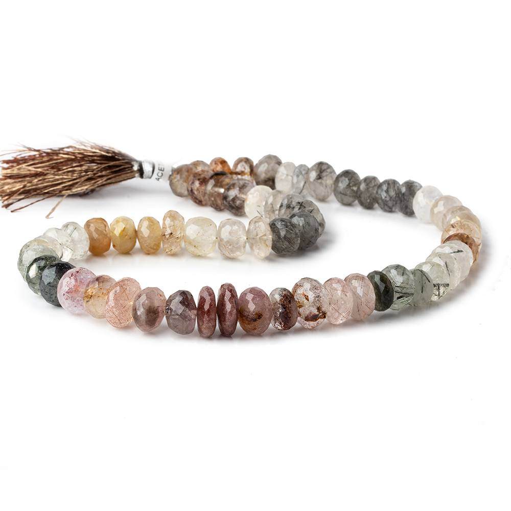 9.5-12.5mm Sagenitic Quartz Faceted Rondelle beads 16 inch 62 pieces (ONLINE ORDER ONLY)