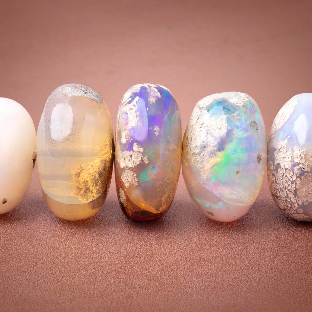 9.5-15mm Ethiopian Opal with Matrix Plain Rondelle Beads 20 inch 75 pieces AA (ONLINE ORDER ONLY)