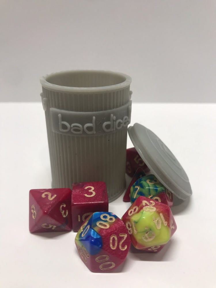 Trash Can Dice Jail: 3d Printed Grey Trash Can for Bad Dice D&D Dice Accessory (Online Only)