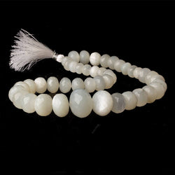9.5mm - 21mm White Moonstone faceted rondelles 16 inch 43 beads A (ONLINE ORDER ONLY)