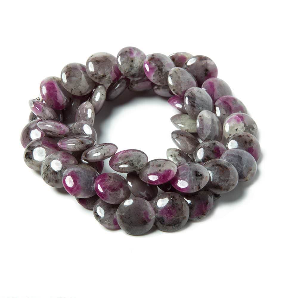 9.5mm Ruby in Marble Matrix plain coin overlapping beads 15 inches 54 pieces (ONLINE ORDER ONLY)