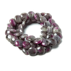 9.5mm Ruby in Marble Matrix plain coin overlapping beads 15 inches 54 pieces (ONLINE ORDER ONLY)