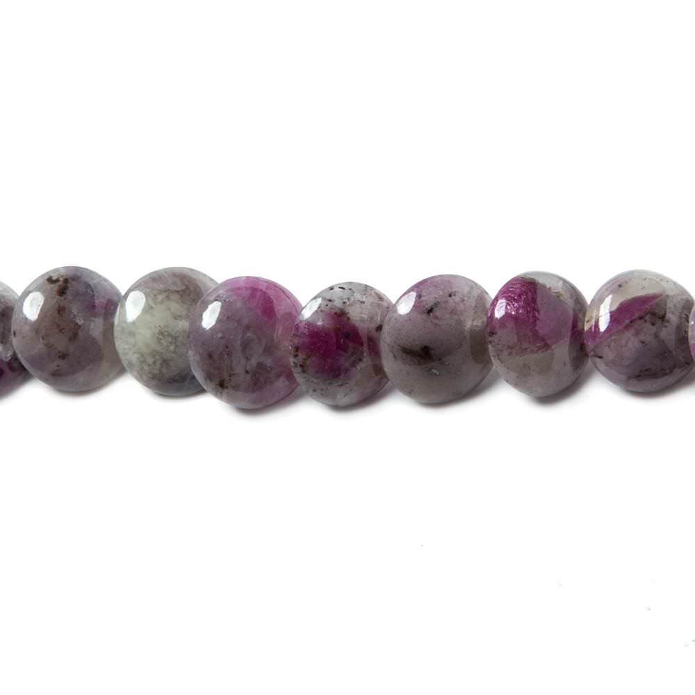 9.5mm Ruby in Marble Matrix plain coin overlapping beads 15 inches 54 pieces (ONLINE ORDER ONLY)
