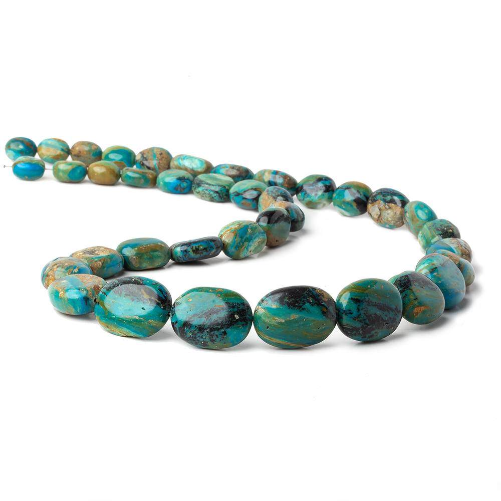 9.5x8.5-19.5x14.5mm Peruvian Blue Opal & Matrix plain oval nuggets 20 inch 37 beads AA (ONLINE ORDER ONLY)