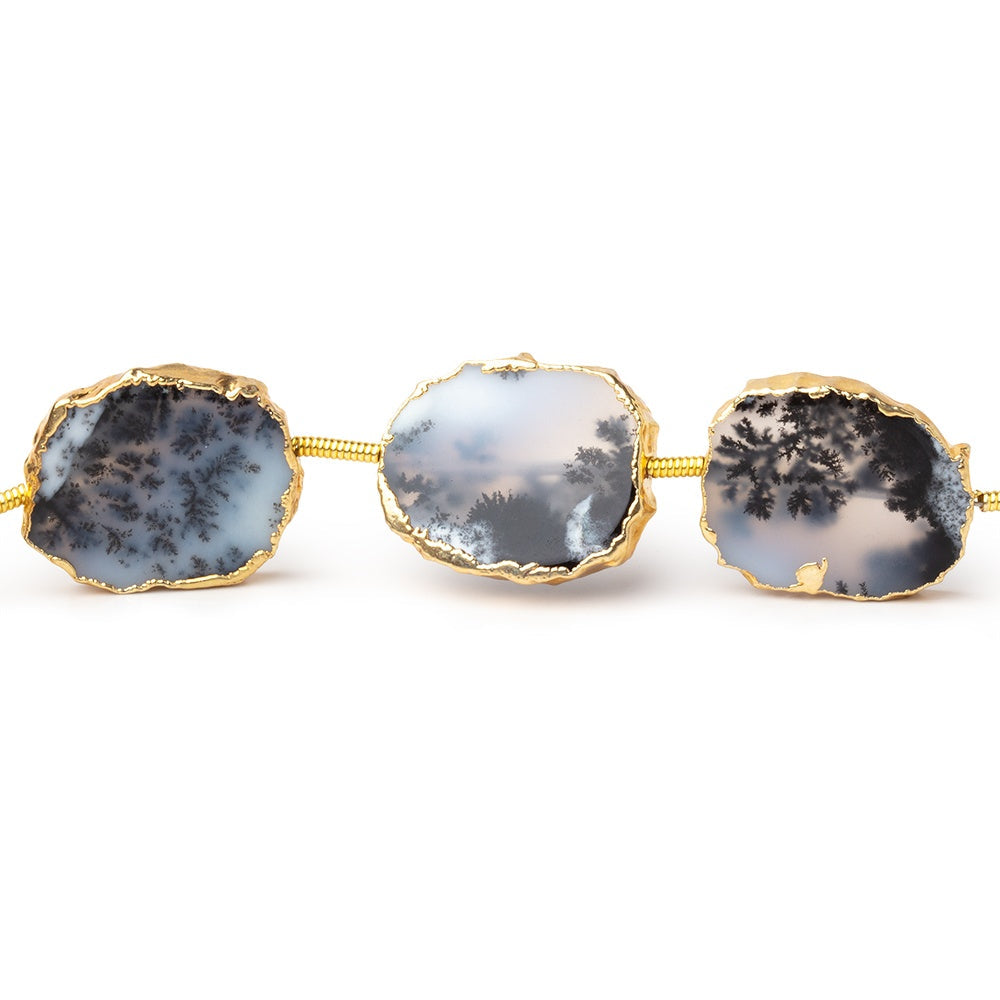 15x12-16x13mm Gold Leafed Dendritic Opal slice strand 8 inch 10 pieces (ONLINE ORDER ONLY)