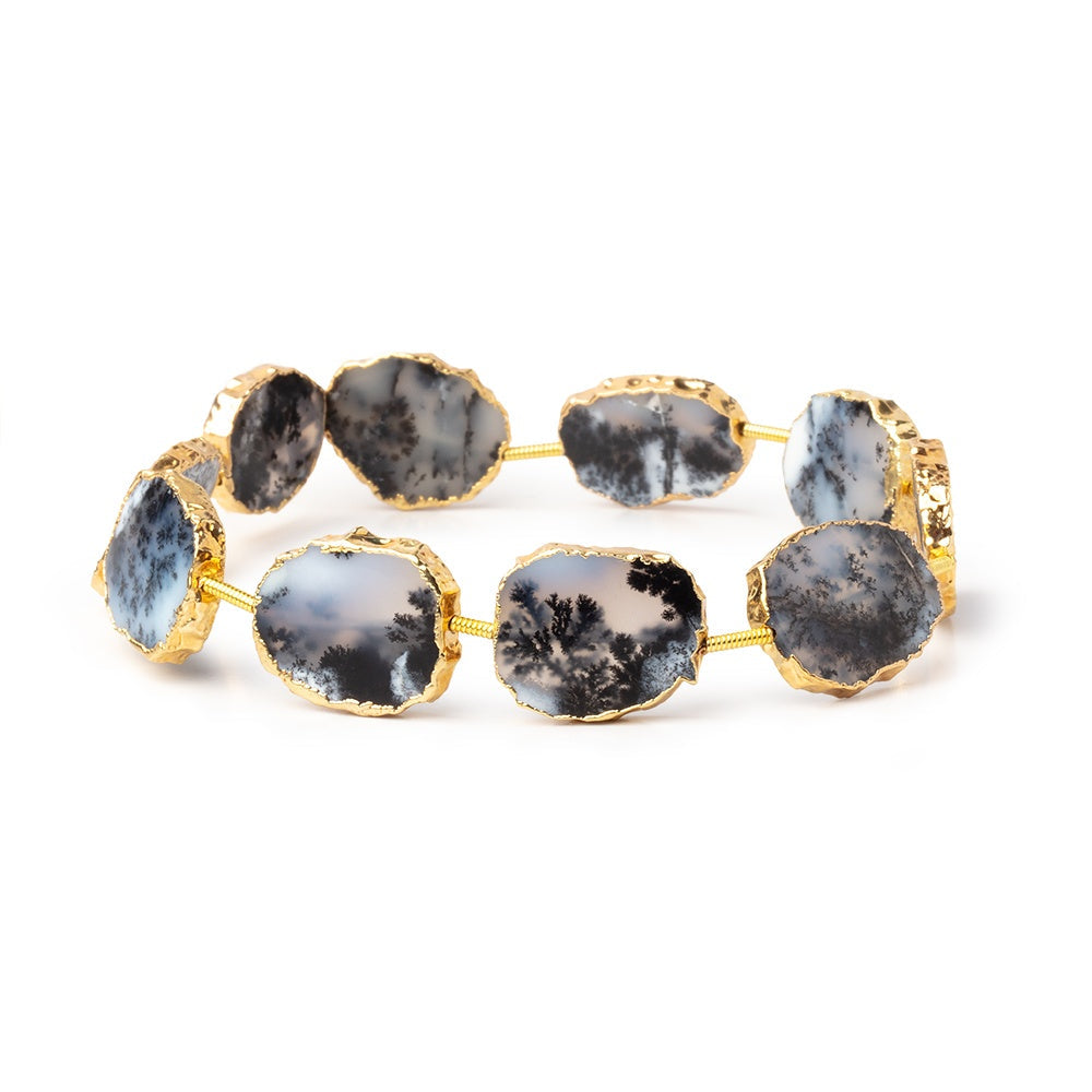 15x12-16x13mm Gold Leafed Dendritic Opal slice strand 8 inch 10 pieces (ONLINE ORDER ONLY)