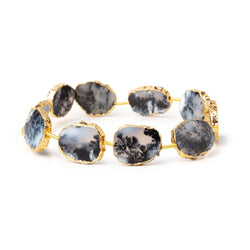 15x12-16x13mm Gold Leafed Dendritic Opal slice strand 8 inch 10 pieces (ONLINE ORDER ONLY)