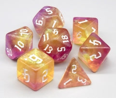 Always Go Pink-Purple/Yellow 7-Dice Set RPG DND (Online Only)