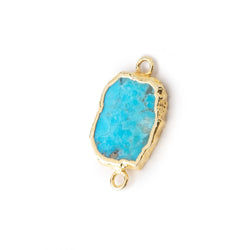 13x10mm Gold Leafed Turquoise Howlite Slice Connector 1 Focal (ONLINE ORDER ONLY)